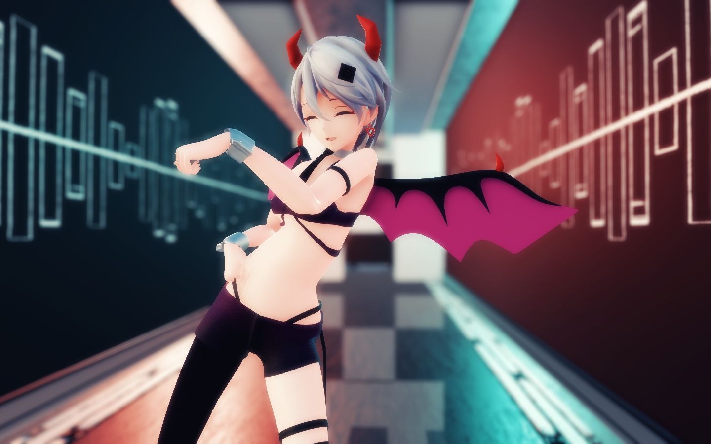 激萌魅魔言和小天使上线言和mmdtucked