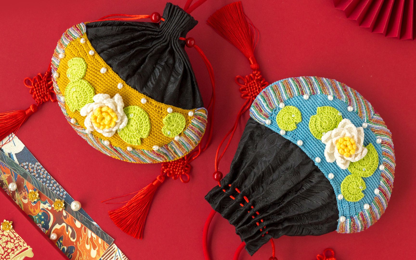 【a1049_2】苏苏姐家_钩针《国风》系列——莲香荷包_编织视频教程