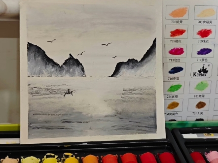 油画棒风景画|"望望山山水水,人去去,隐隐迢迢.