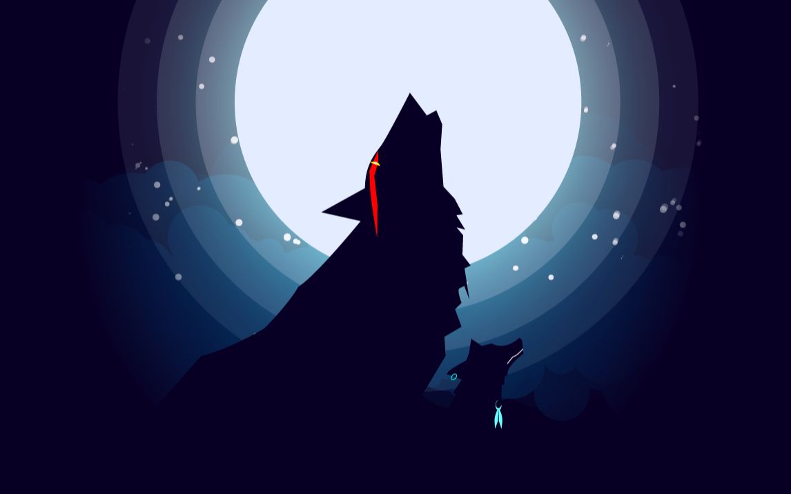 萌狼捡树枝在动森中对月狼嚎的可爱mio