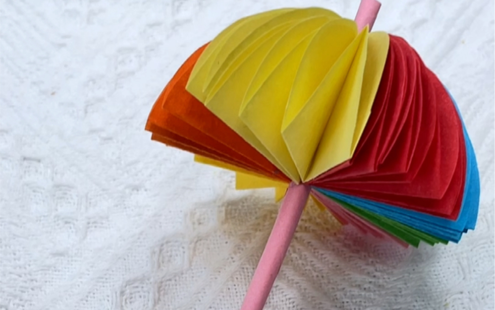漂亮的彩虹96兩伞74折纸,做法简单锻炼孩子动手能力!