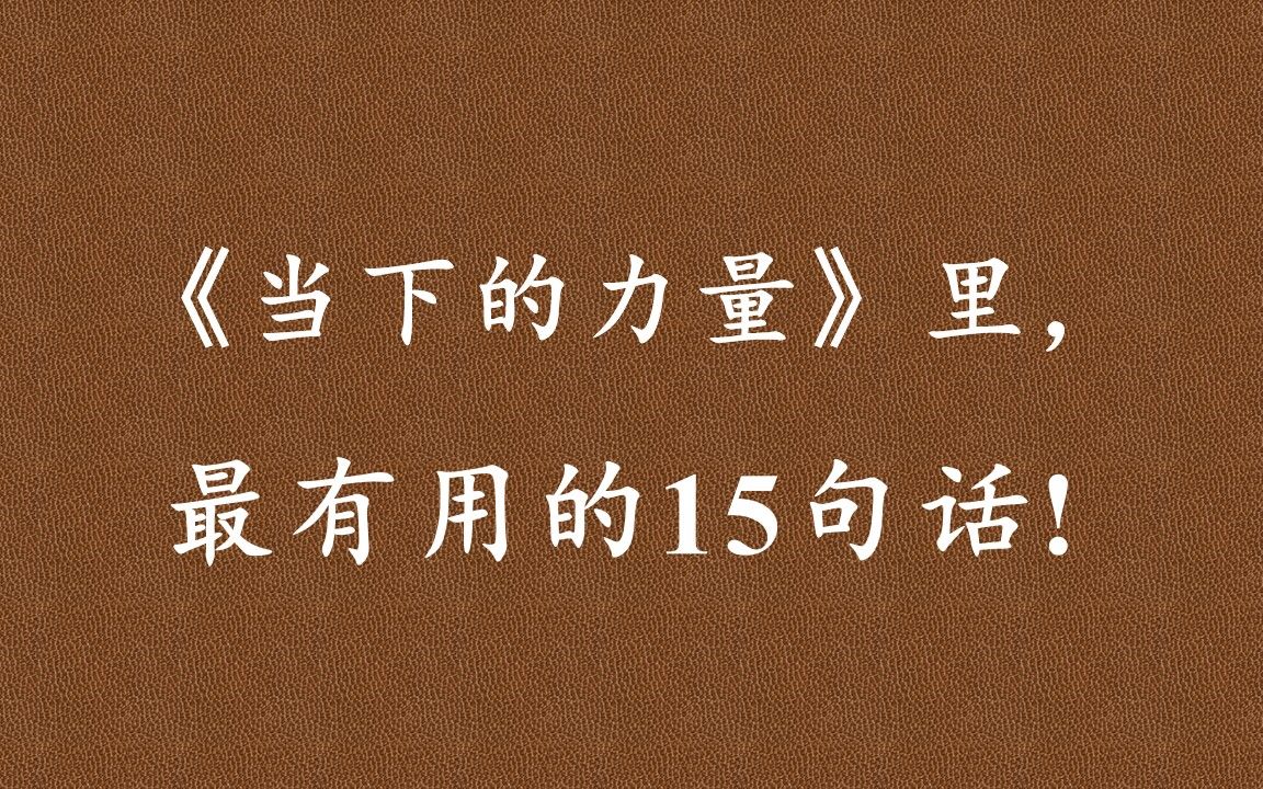 《当下的力量》:不要将注意力集中在未来需要做的一百件事情上, 而要将注意力集中在当下可以做的一件事情上哔哩哔哩bilibili