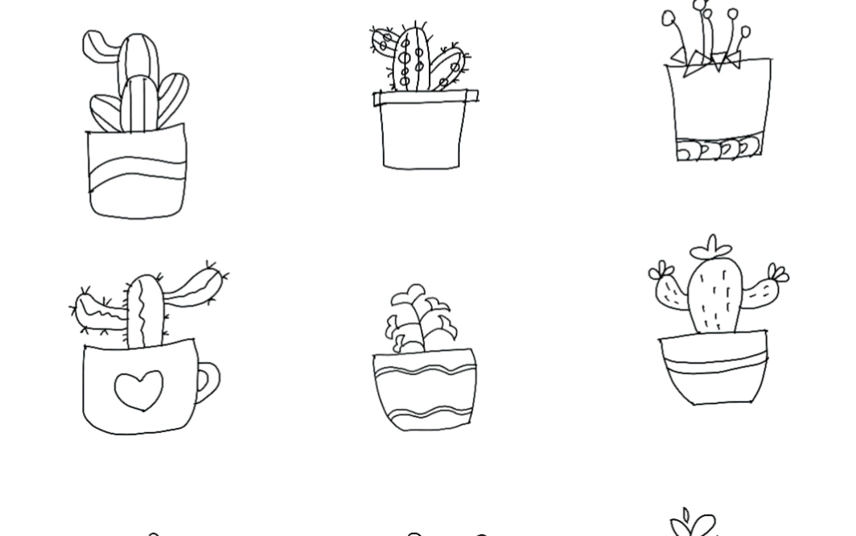 今天练线条的内容是画盆栽00