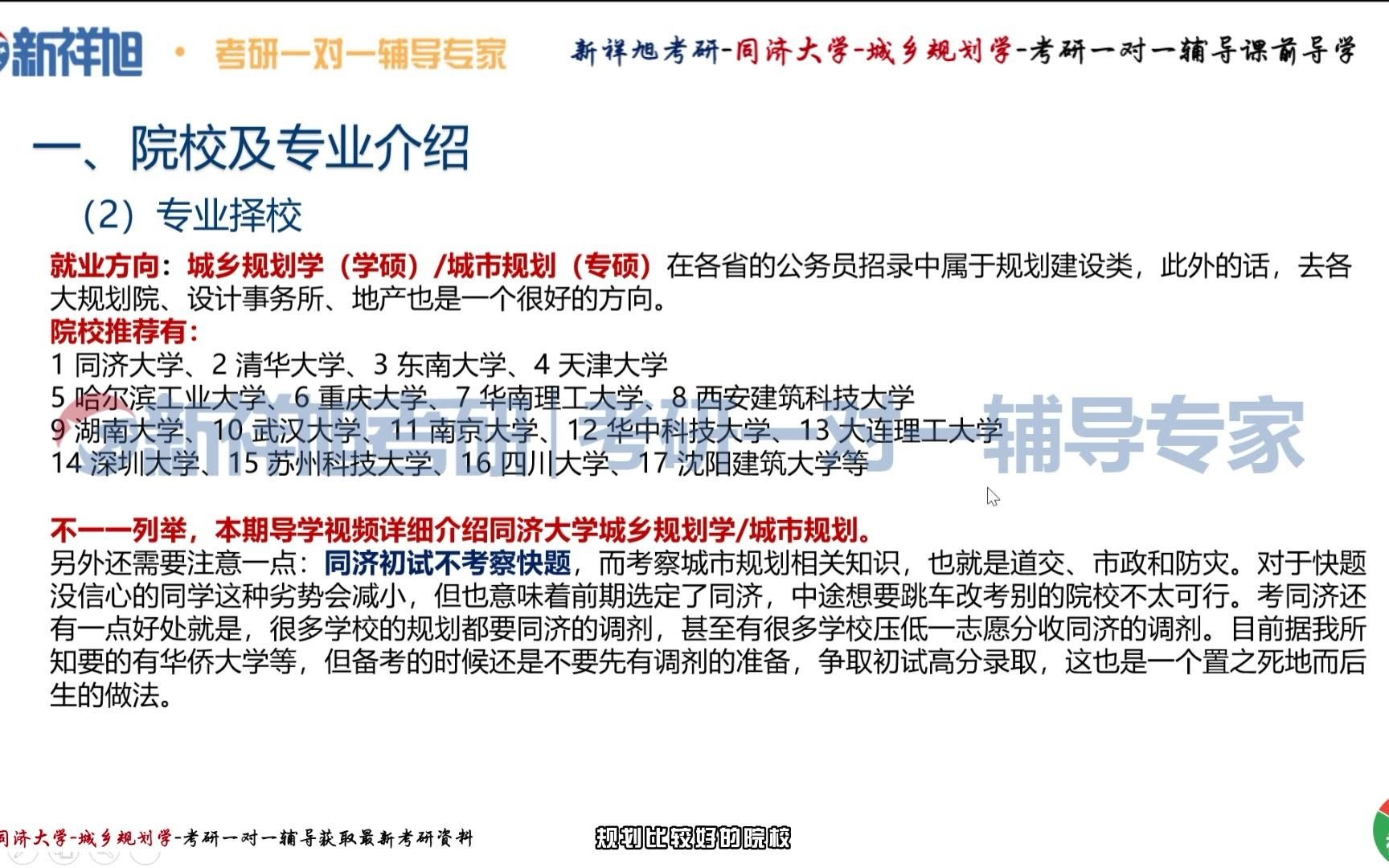 【新祥旭考研导学课】同济大学城乡规划学考研择校、参考书、历年真题解析高分备考指南哔哩哔哩bilibili