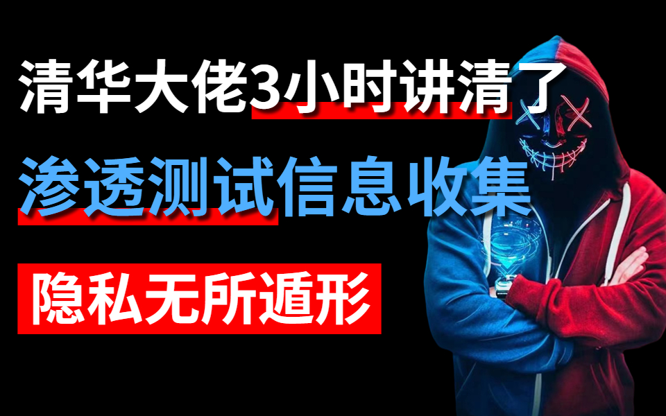 信息打点,清华大佬三小时讲清了,渗透测试信息收集详细教程,资产信息|用户信息|硬盘信息|内网信息哔哩哔哩bilibili