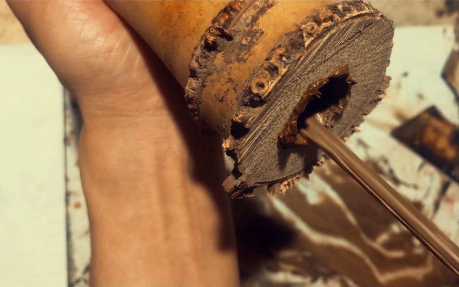 尺八制作/一尺六寸现代管/二次内径补土