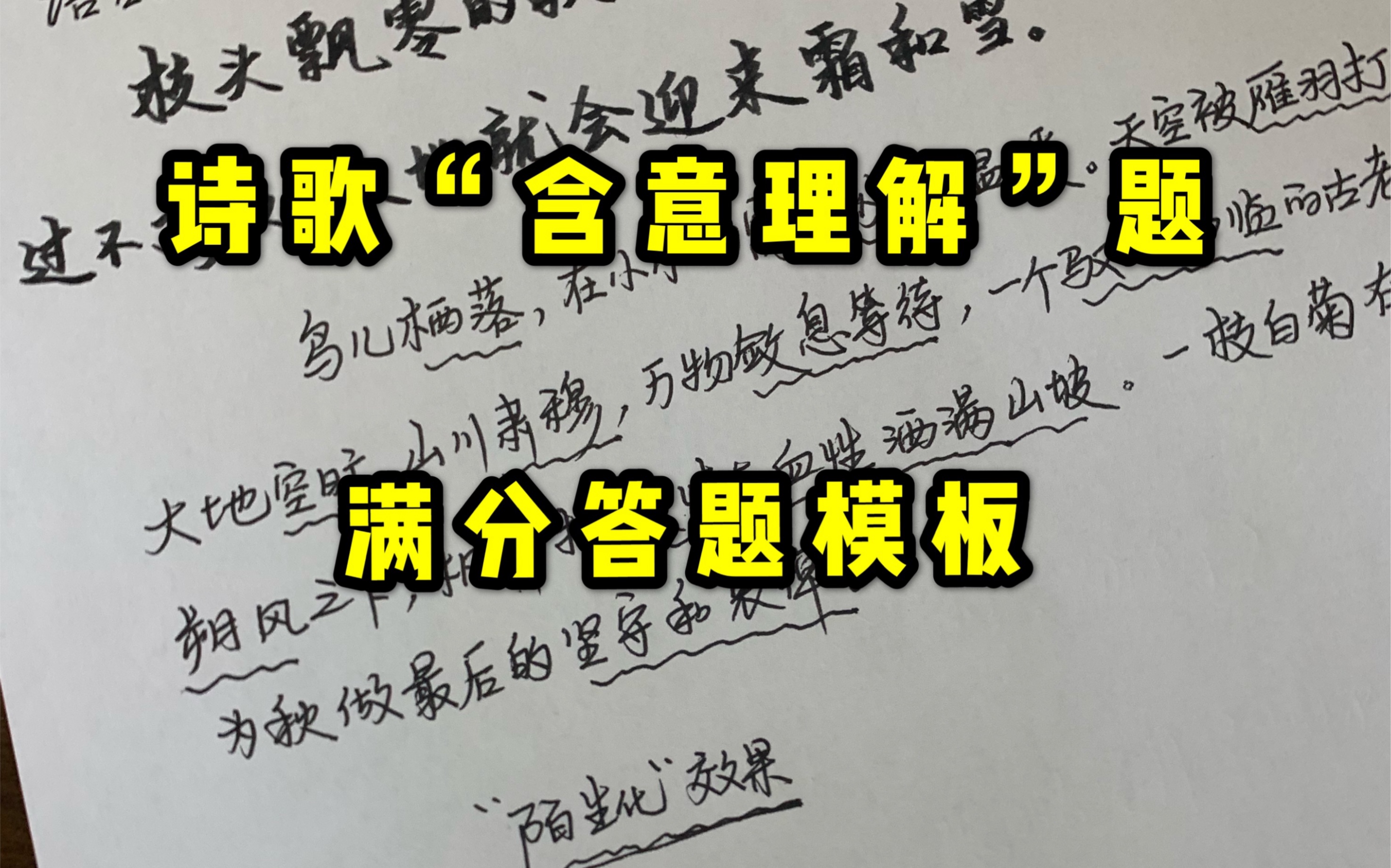 古诗鉴赏满分攻略(九) (诗歌 “含意理解”题满分答题模板)哔哩哔哩bilibili