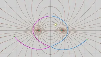 Скачать видео: 【algodoo】等量异种电荷电场线分布