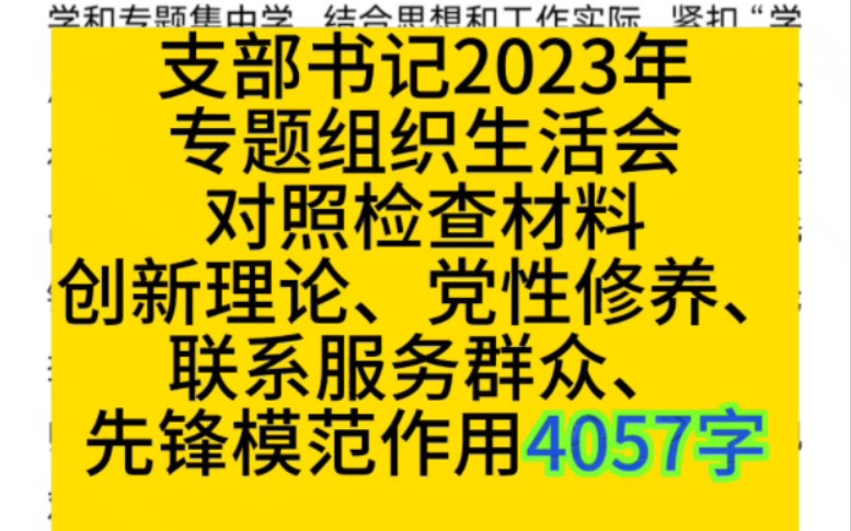 支部书记2023年专题组织生活会对照检查材料(创新理论、党性修养、联系服务群众、先锋模范作用)4057字哔哩哔哩bilibili