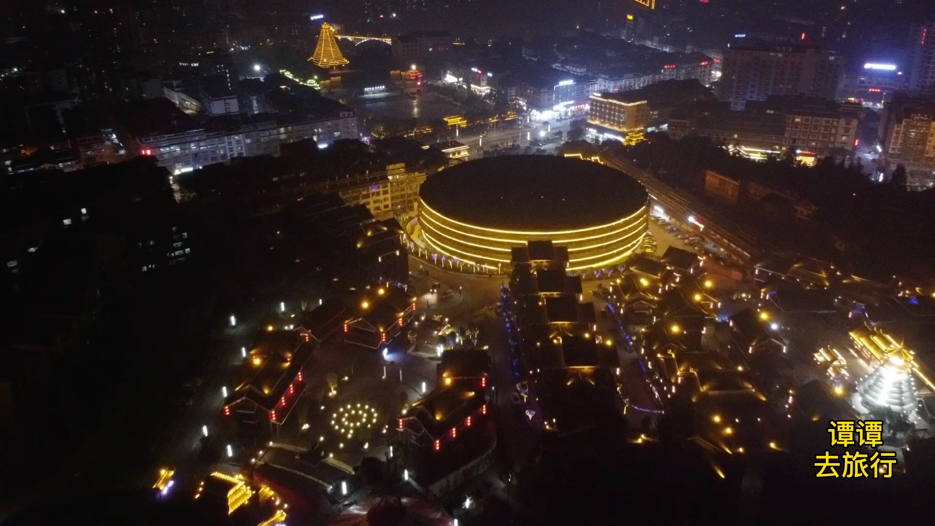 [图]自驾游来到广西柳州三江县，航拍三江县夜景