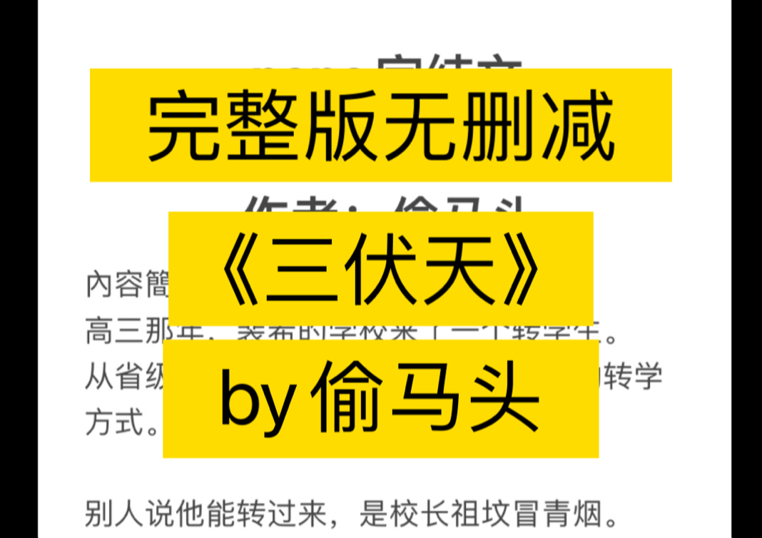 popo完整版完结文《三伏天》作者:偷马头【全文未删减txt阅读】哔哩哔哩bilibili