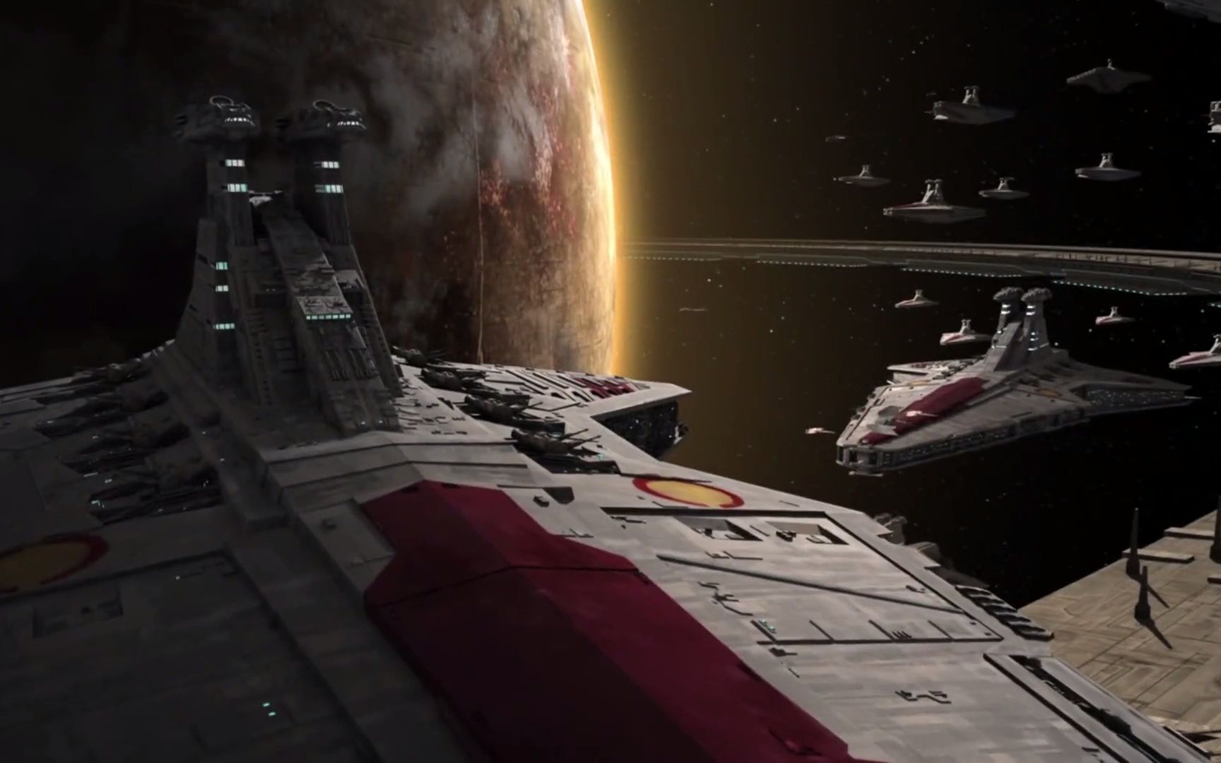 星球大战 克隆人战争 猎兵级歼星舰舰队在ringo vinda行星环形轨道