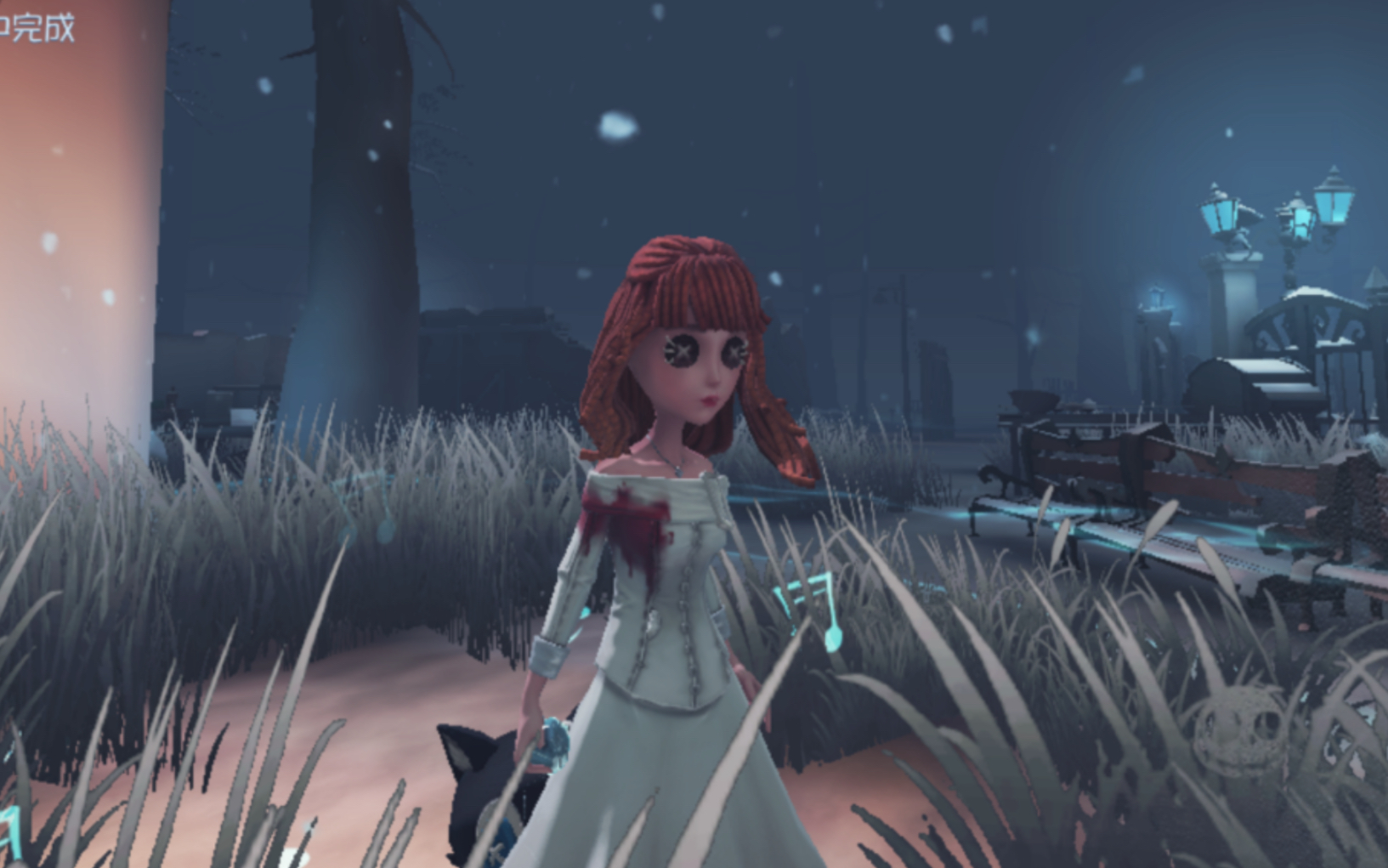 第五人格剪刀手爱德华联动舞女紫皮金国际服染血白裙版游戏内特效展示