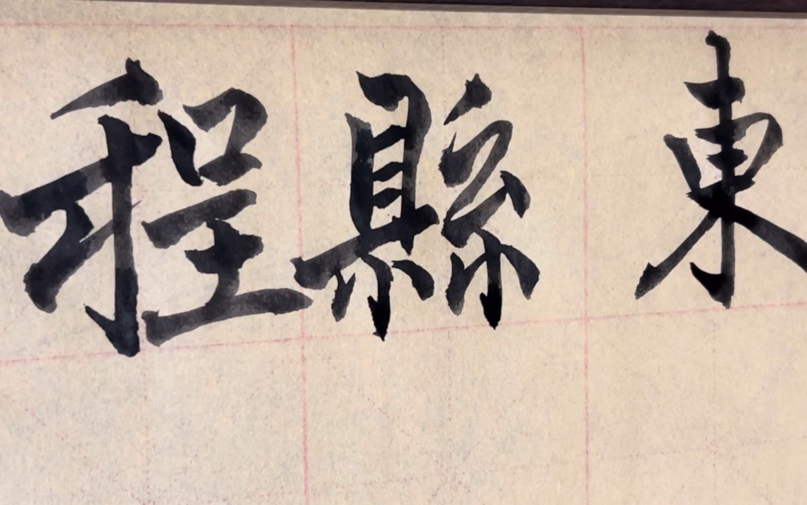 海滩毛笔字天天练习程字的写法