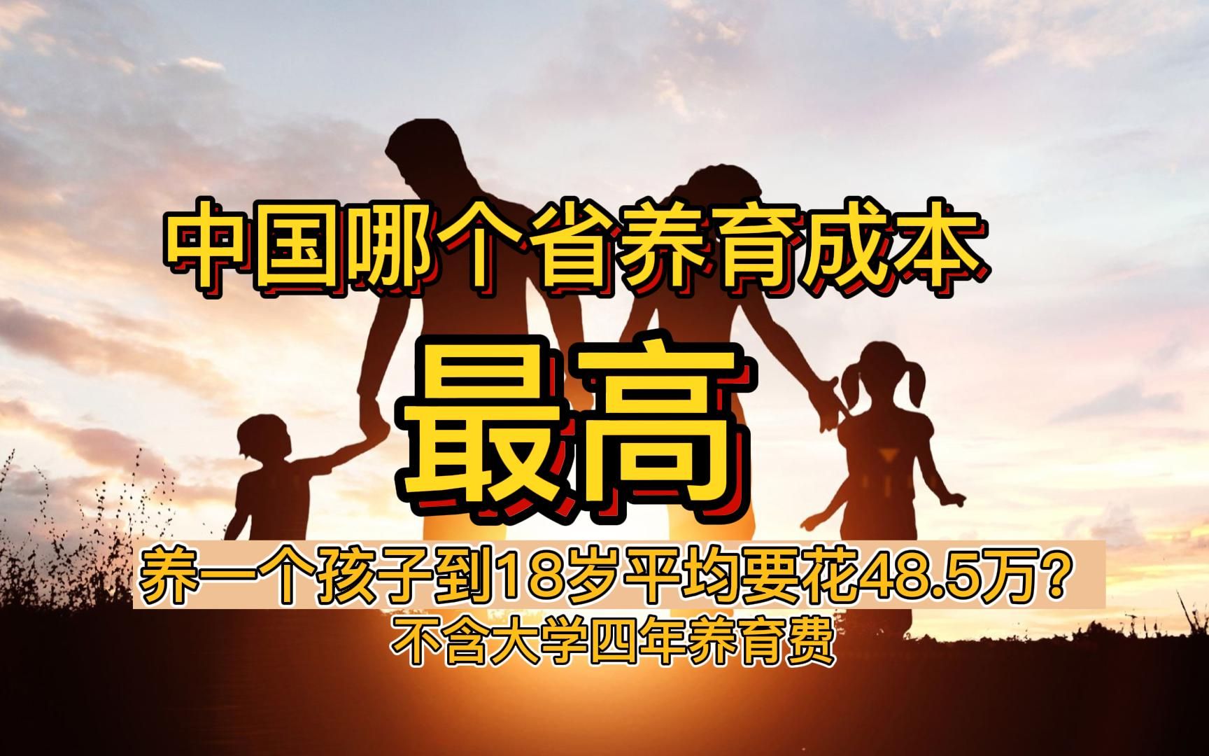 哪个省养娃最费钱?一个孩子养到18岁的平均成本为48.5万元,不含大学四年养育费哔哩哔哩bilibili