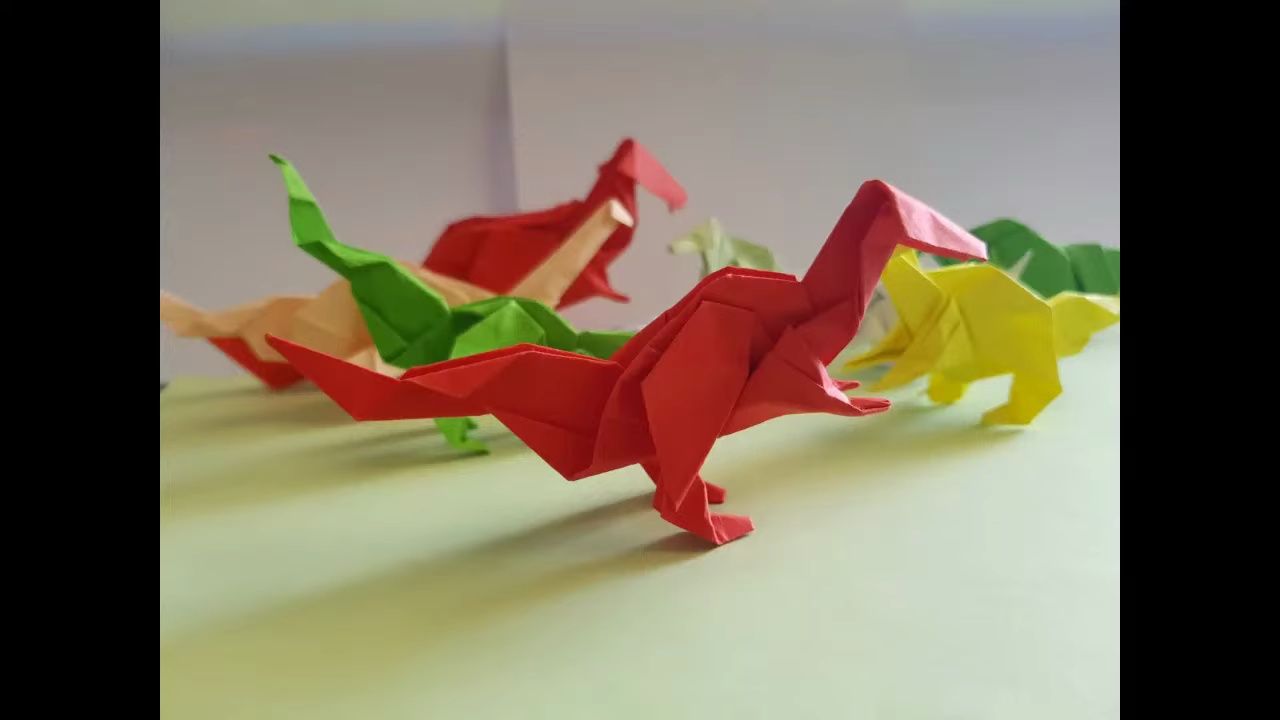 【ouwen tjen】禽龙折纸教程origami dinosaurus - iguanodon