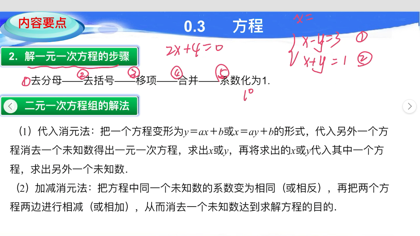 [图]广东省高职高考数学【第0章 预备知识】09 一元一次方程和二元一次方程组的解法