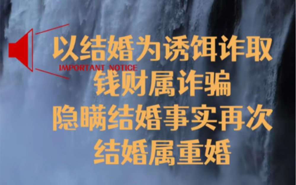以结婚为诱饵诈取钱财属诈骗隐瞒结婚事实再次结婚属重婚哔哩哔哩bilibili