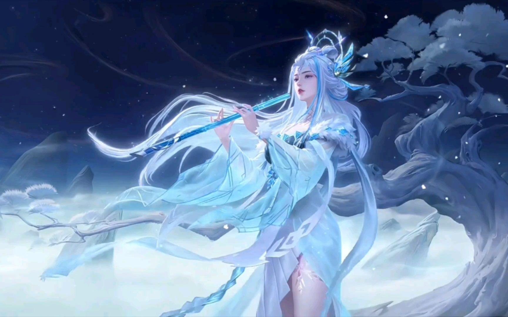 露娜霜月吟世冠皮肤实战效果