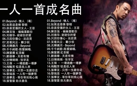 经典粤语歌曲  BEYOND,郑少秋,黎瑞恩,陈百强,梅艳芳,张学友,陈慧闲,李克勤,刘德华,张智霖,王杰,王菲,张学友,林淑容,罗时丰哔哩哔...