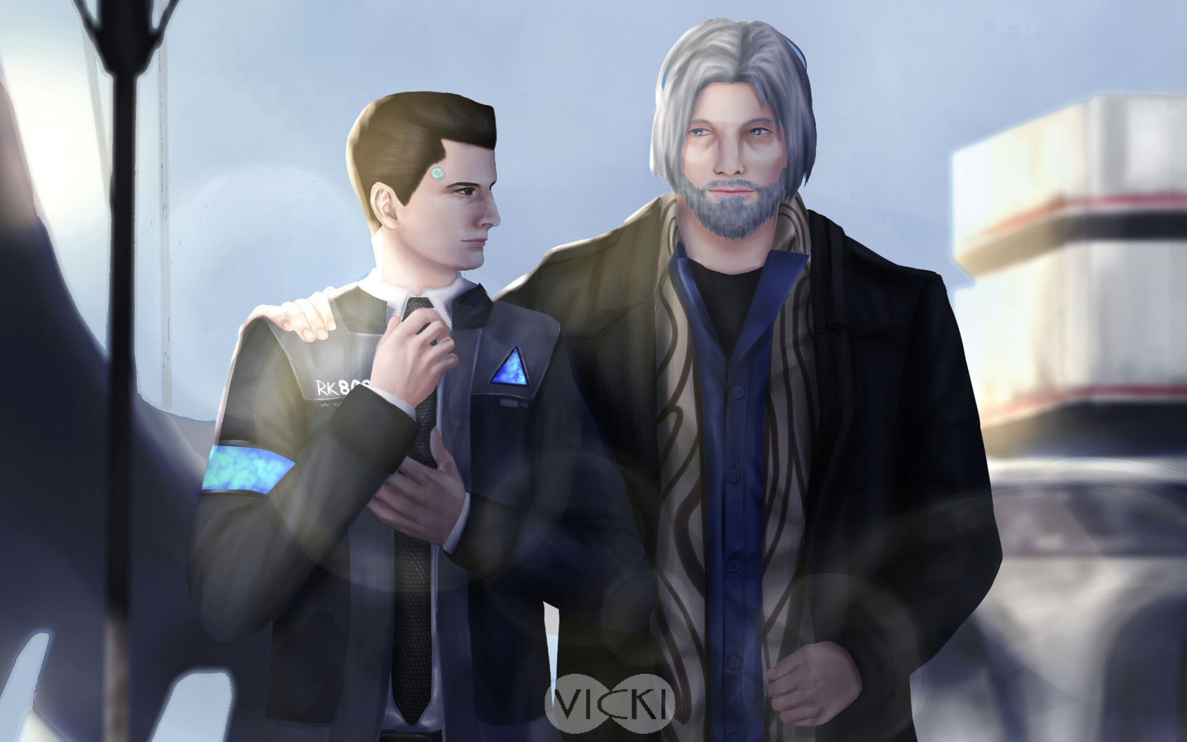 板绘过程底特律变人康纳汉克