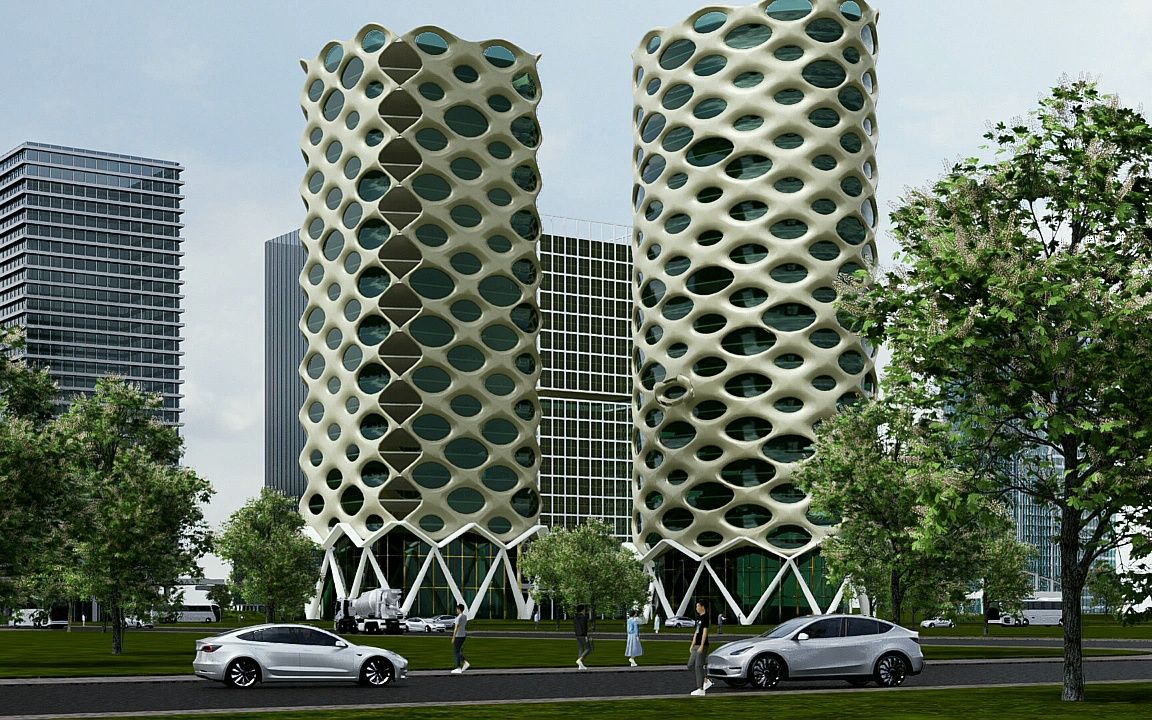 rwu湖中小魚grasshopper建筑设计集:# subd双子塔gh230227