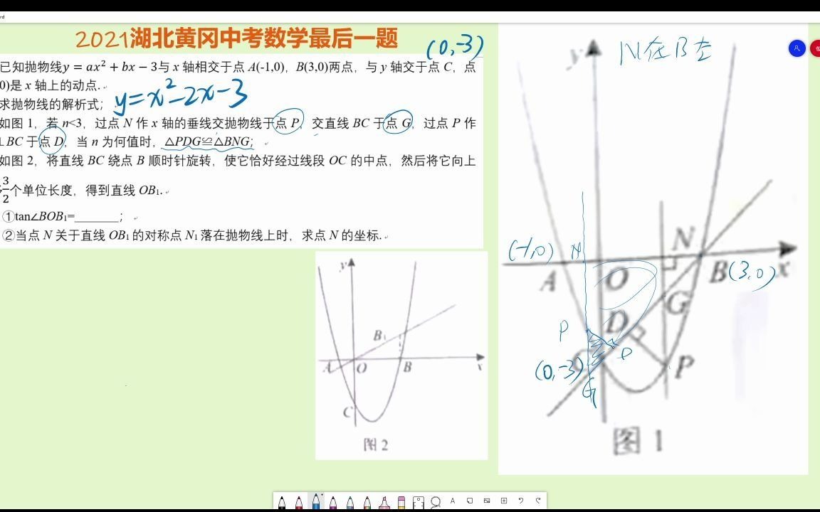 初三好题 2021湖北黄冈中考数学第24题 代几综合哔哩哔哩bilibili