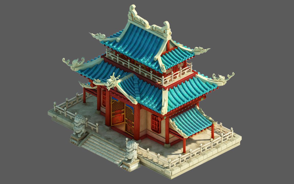 【maya场景建模】游戏古风宫殿场景搭建,场景建模思路讲解