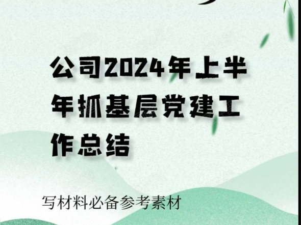 公司2024年上半年抓基层党建工作总结哔哩哔哩bilibili