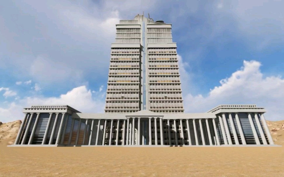 3d建模科幻世界观战后上海中国平安大厦