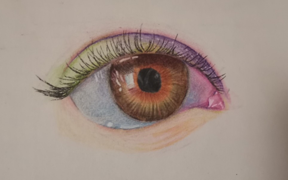 [彩铅手绘]梦幻配色的眼睛!_哔哩哔哩_bilibili