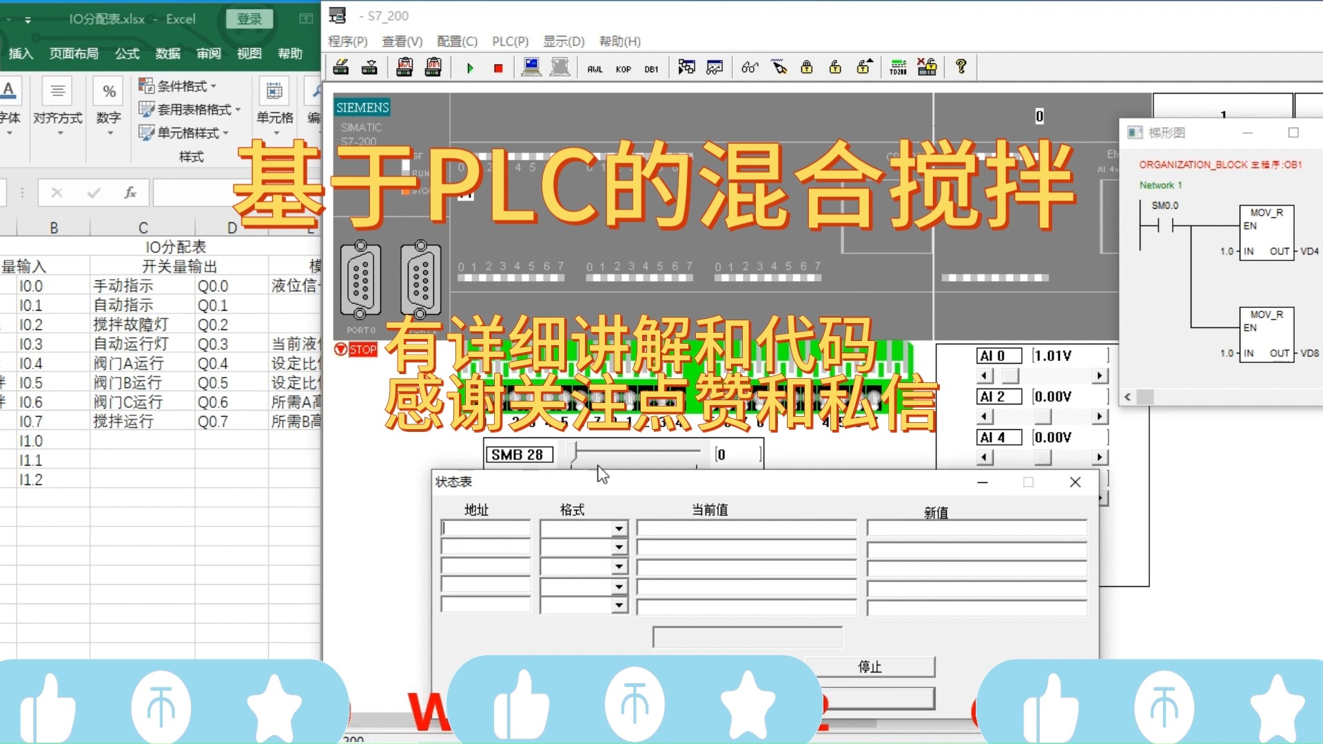 有详细讲解基于PLC混合配料PLC液体混合PLC智能配料PLC毕设PLC毕业设计PLC课设PLC课程设计PLC梯形图设计PLC程序代做PLC程序设计哔哩哔哩...