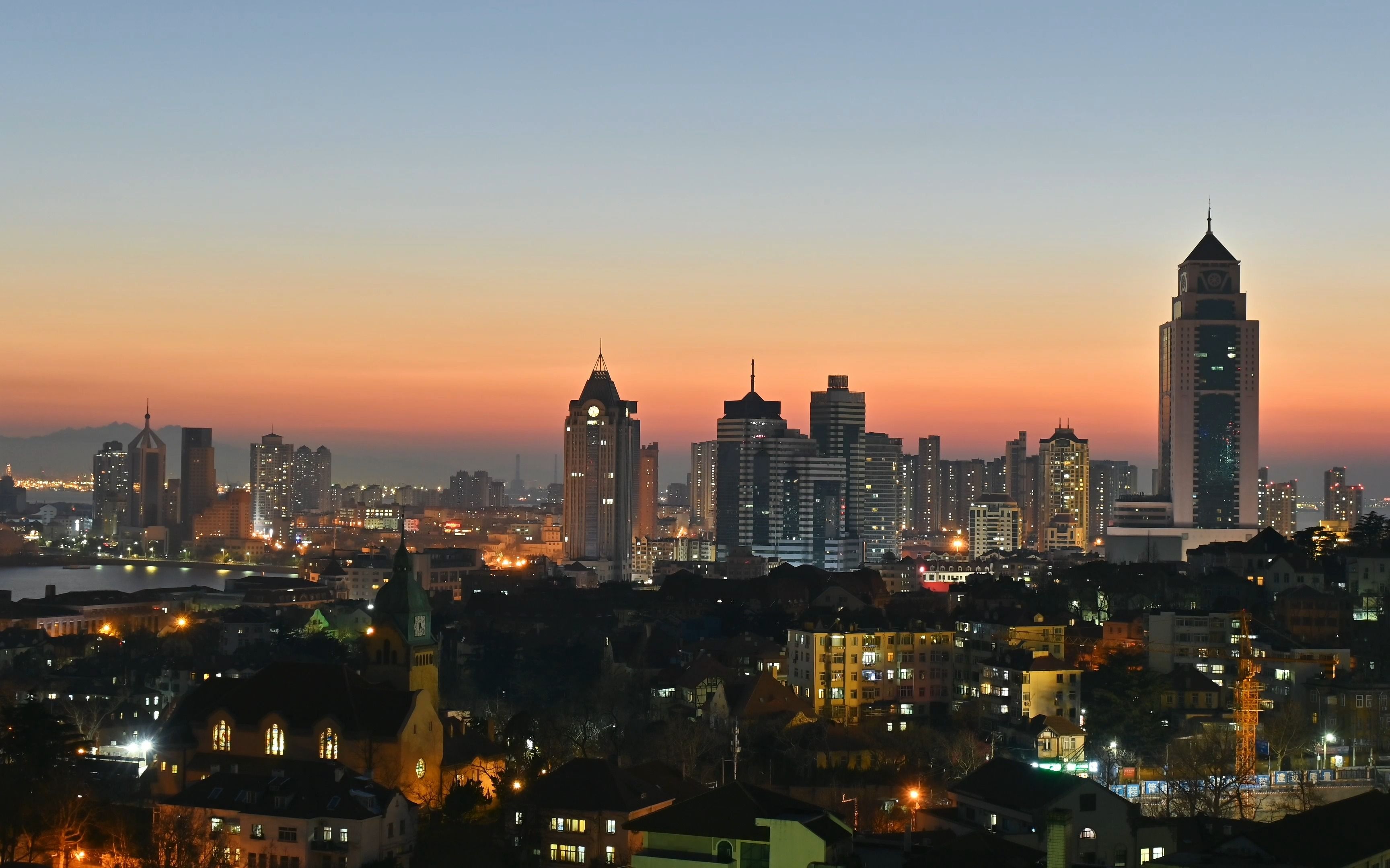 青岛信号山日转夜延时摄影