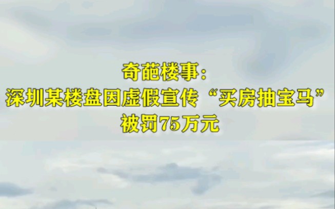 因虚假宣传“买房抽宝马”,深圳某楼盘被罚75万哔哩哔哩bilibili