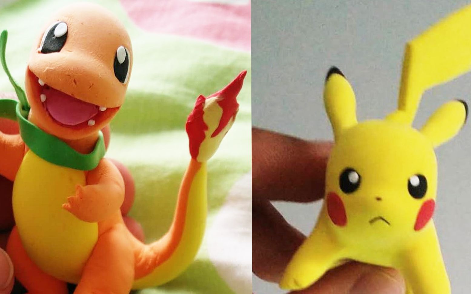 超轻黏土宝可梦皮卡丘小火龙伊布自制手办作品展示