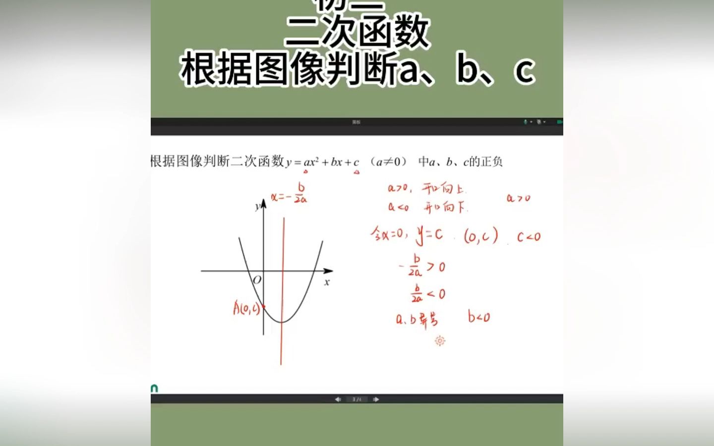 初中數學題——二次函數——根據圖像判斷二次函數的係數a,b,c的正負