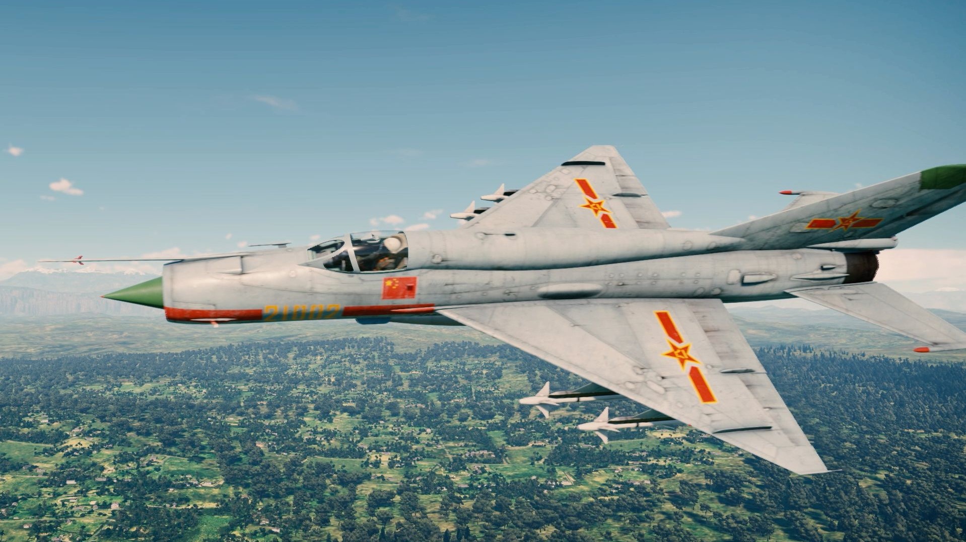 "空中拼刺刀"歼7