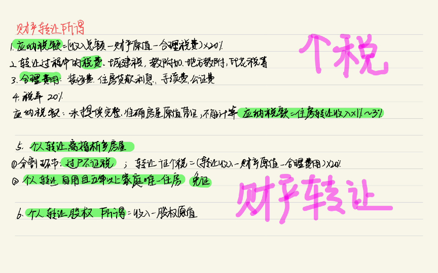 CPA(个税 财产转让)财产转让如何计算个税 知识点总结哔哩哔哩bilibili