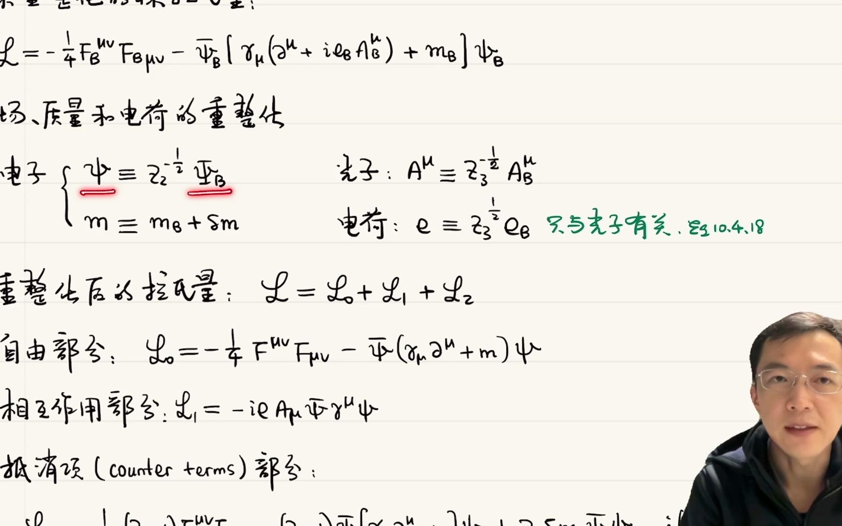 11.1 QED的拉氏量,抵消项与重整化条件哔哩哔哩bilibili