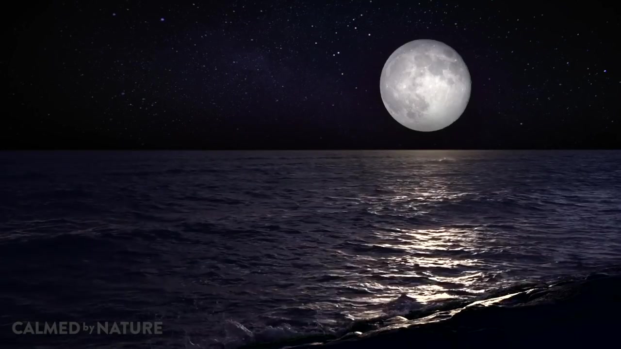 白噪音学习向放松2个小时丨超级月亮令人放松的海浪声