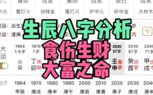 Video herunterladen: 《客户八字分析》食伤生财大富的八字分析