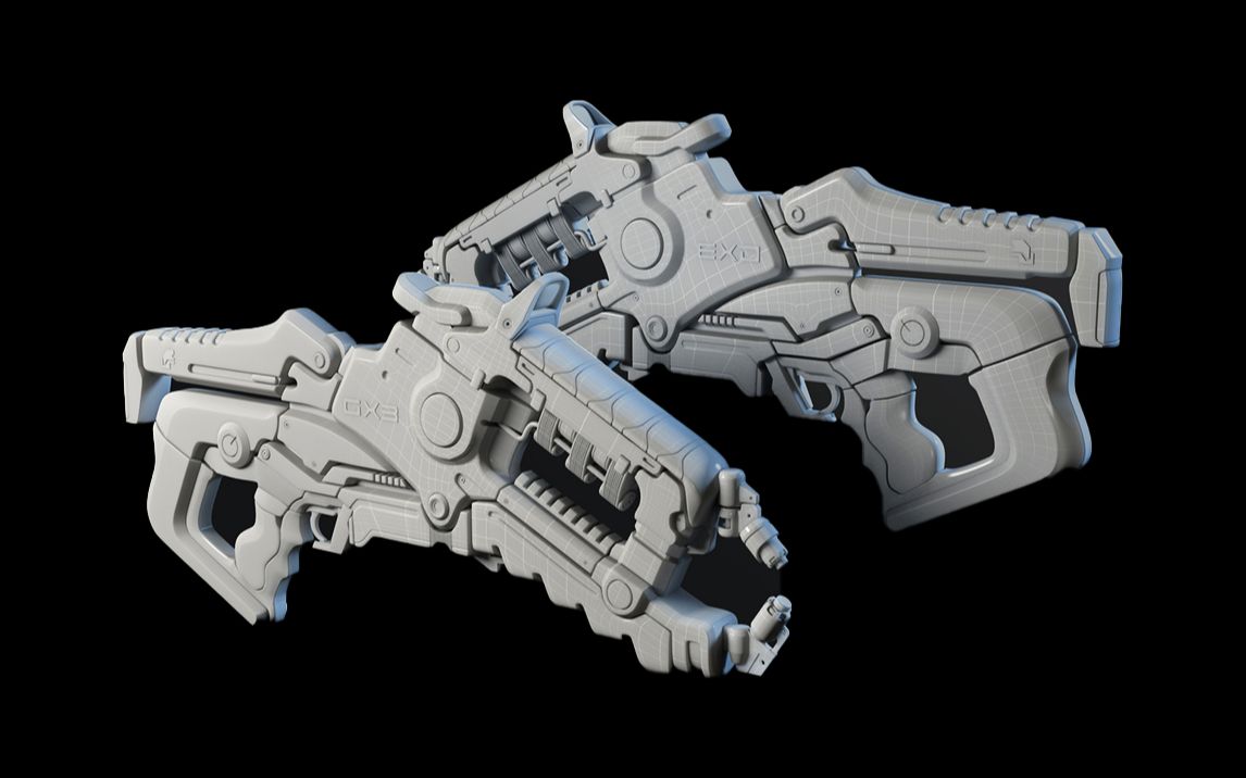 【maya武器建模】次世代机械枪高模制作,硬表面机械建模详细教学