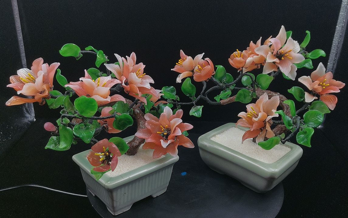 【琉璃盆景】(出口创汇期老料新作)自己设计制作的中小盆景012(玛瑙2