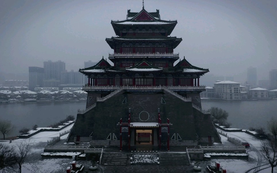 大梁风雪宝津楼