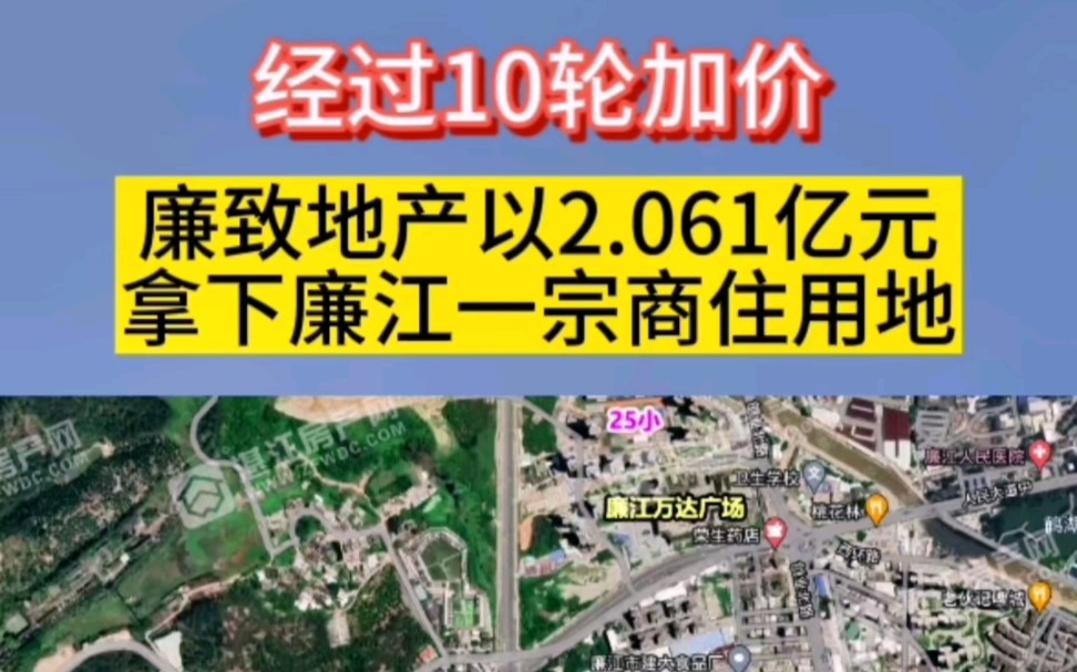 经过10轮加价!廉致地产以2.061亿元拿下廉江一宗商住用地#土拍#湛江#商住用地#土地#湛江房产网哔哩哔哩bilibili