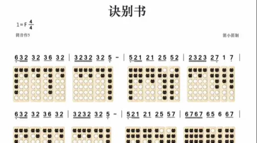 笛子曲谱分享 | 诀别书（洞洞版）_哔哩哔哩_bilibili