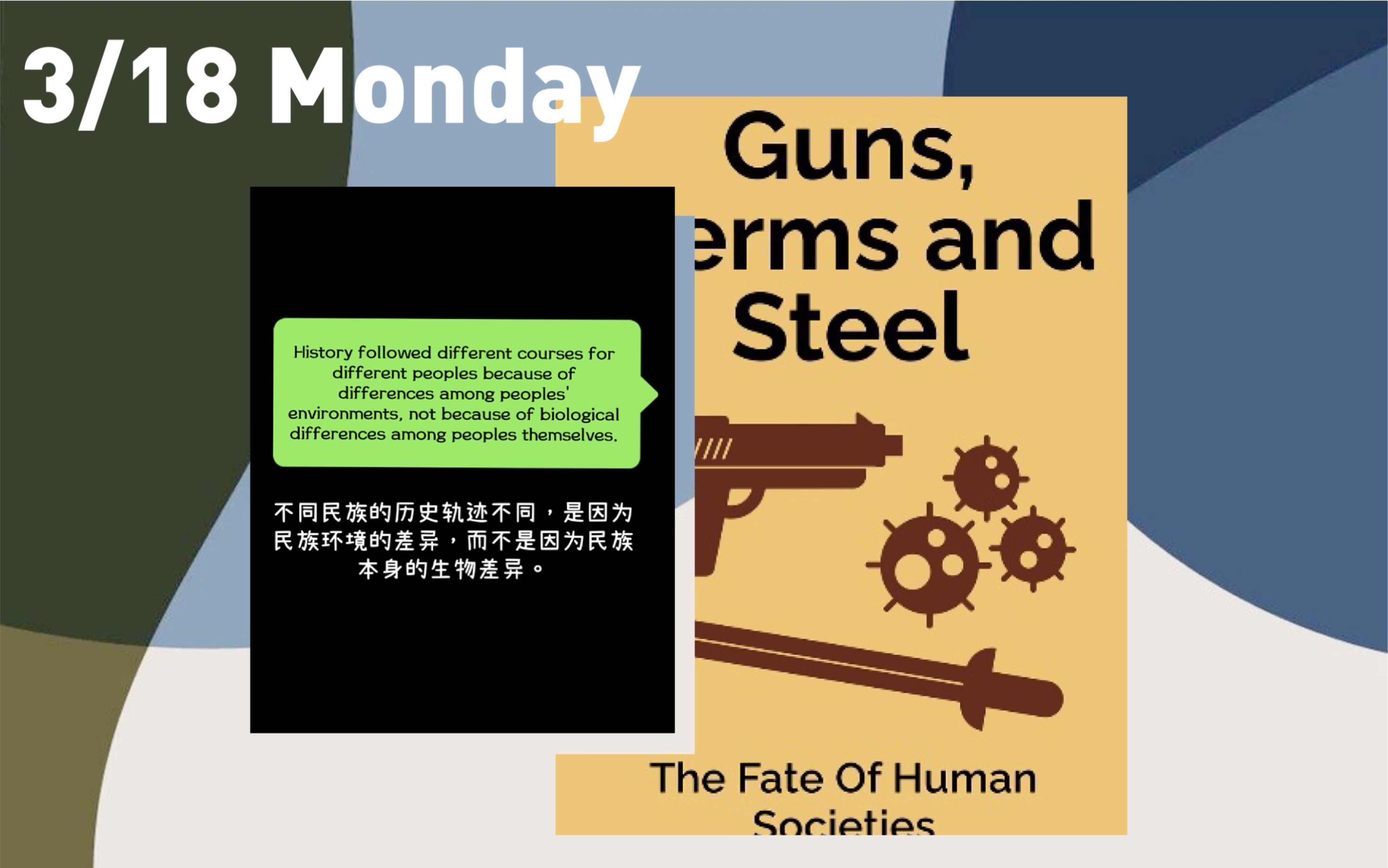 [图]极简阅读 3/18:为什么西方主导世界经济起步？《Guns, Germs, and Steel》by Jared Diamond