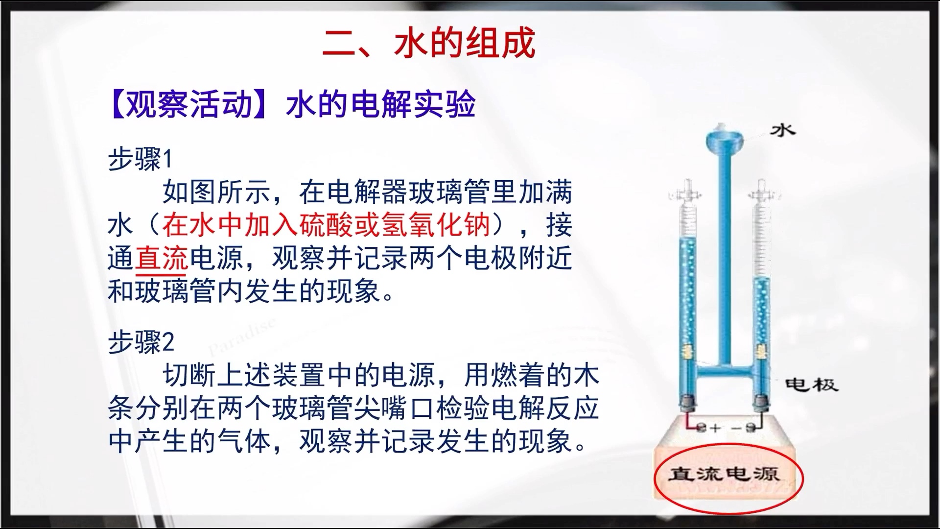 [图]化学课 水的组成 九年级初三化学精品课 14 水的组成（最新版）【链接最新社会热点：神舟十四号航天员进入问天实验舱】