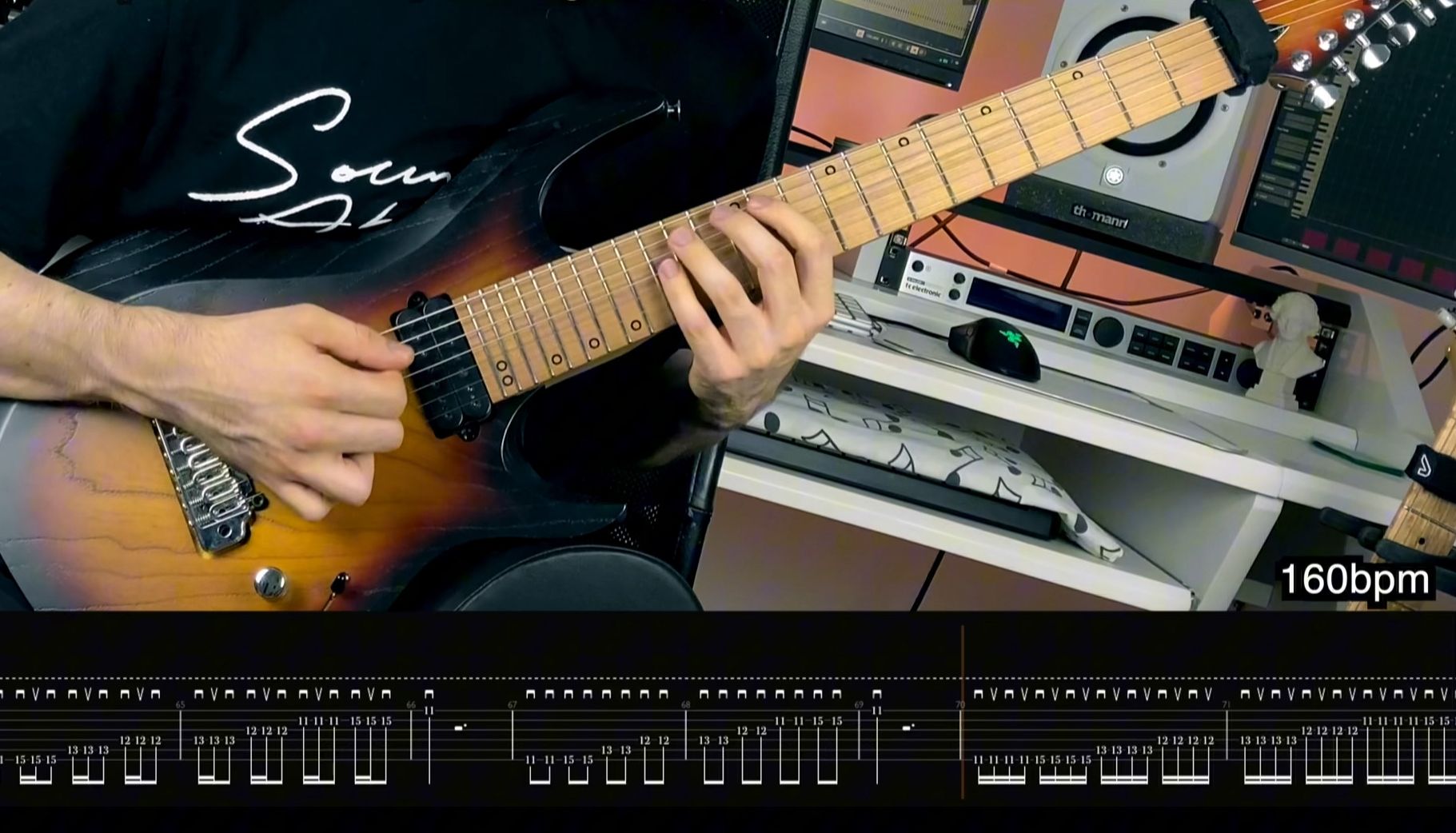 「电吉他」10分钟右手震音强化训练|七和弦琶音 震音|160bpm-200bpm