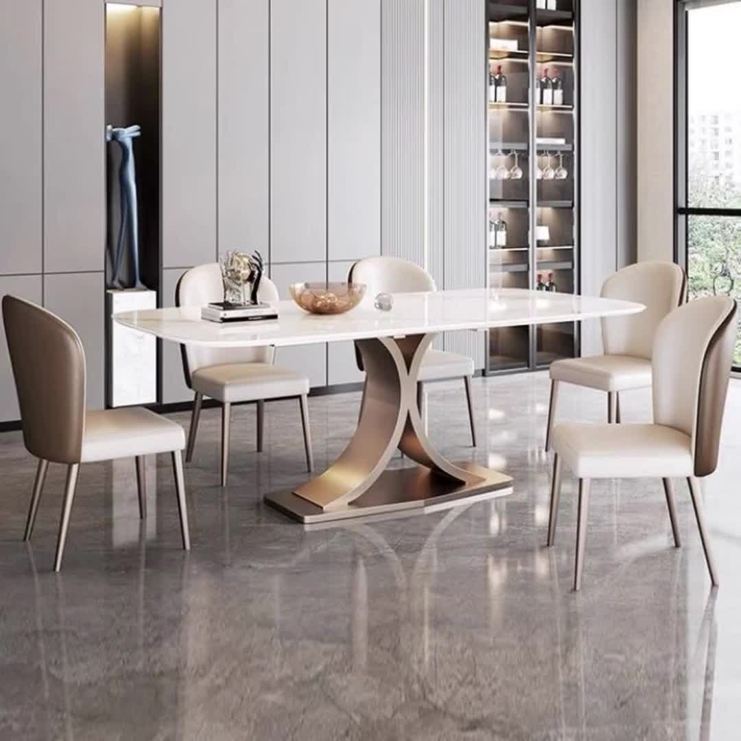 【19元券】意式岩板餐台简约轻奢高端家用小户型长方形美人鱼大理石餐